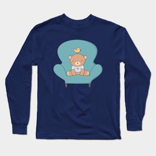 There's a whimsical teddy bear on the sofa Long Sleeve T-Shirt